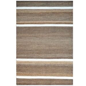 Striped Natural Wool & Jute Rug-Goa 1120-Natural