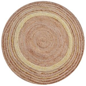 KERIPL1108NATIVO Tribal Round Jute Rug-Ripple 1108-Natural/Ivory