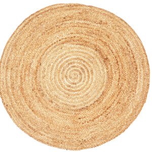 Handwoven Round Jute Rug-Plain001-Natural
