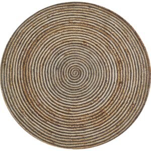 Handwoven Round Jute Rug-Spiral 6009-Natural/Heena