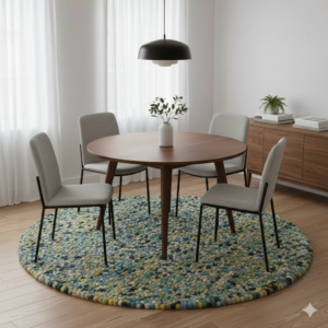 Handwoven Trendy Wool Rug-Jelly Bean-Aqua Multi