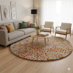Handwoven Trendy Wool Rug-Jelly Bean-PINK/MULTI