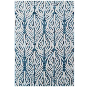 Handmade Abstract Wool Rug-6306-Sea Blue/Ivory