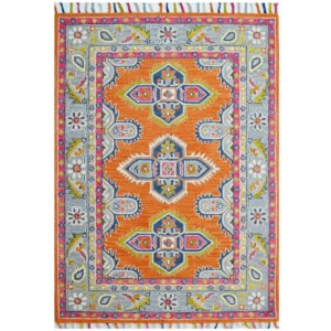 htlyon6304orgslv.jpg Handmade Designer Wool Rug Lyon 6304-Orange Silver