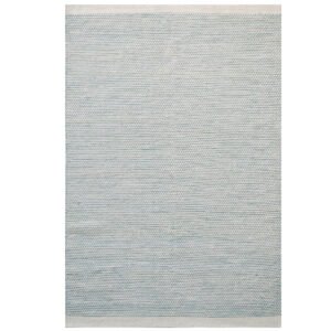 Handwoven Boondi Wool Rug-Ivory/Aqua