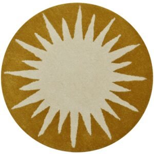 soQ0FKv.jpg Handmade Round Wool Rug- Transit 6329-Cream Mustard Yellow